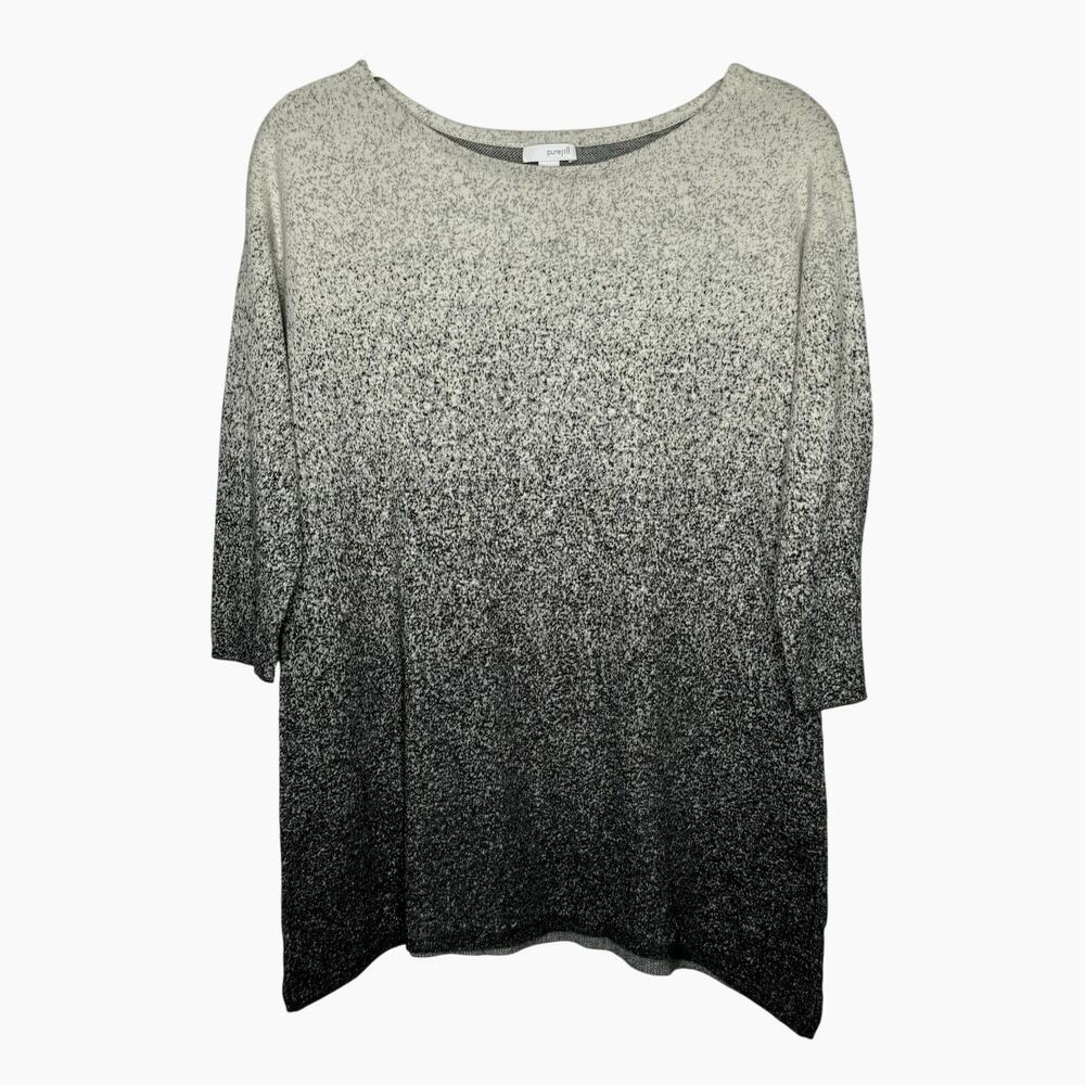 J Jill Pure Jill Ombre Knit Sweater Women Medium Grey Half Sleeve Soft Casual
